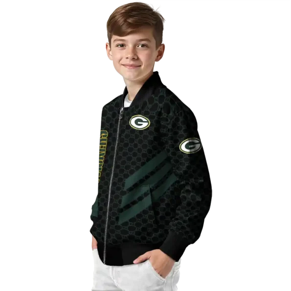 green bay packers triple side stripes green black bomber jacket trendy