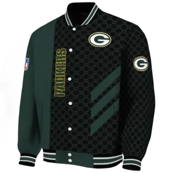 green bay packers triple side stripes green black varsity jacket best selling.webp