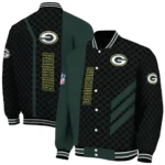 green bay packers triple side stripes green black varsity jacket best selling.webp