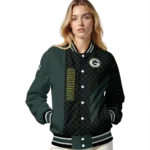 green bay packers triple side stripes green black varsity jacket best selling.webp