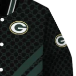 green bay packers triple side stripes green black varsity jacket best selling.webp