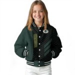 green bay packers triple side stripes green black varsity jacket best selling.webp