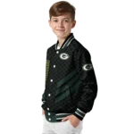 green bay packers triple side stripes green black varsity jacket best selling.webp