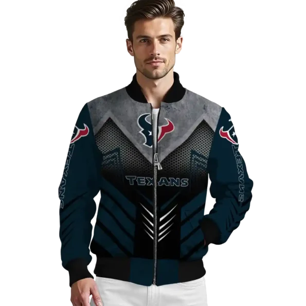 houston texans arrow layer blue black bomber jacket high quality