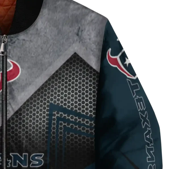 houston texans arrow layer blue black bomber jacket premium grade