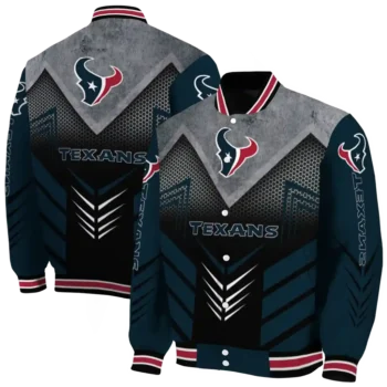 houston texans arrow layer blue black varsity jacket fashion forward.webp