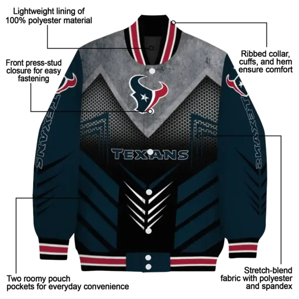 houston texans arrow layer blue black varsity jacket new arrival.webp