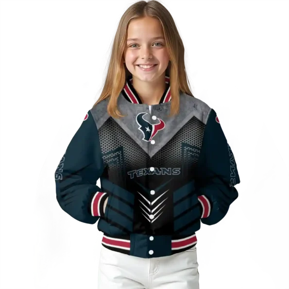 houston texans arrow layer blue black varsity jacket top rated.webp
