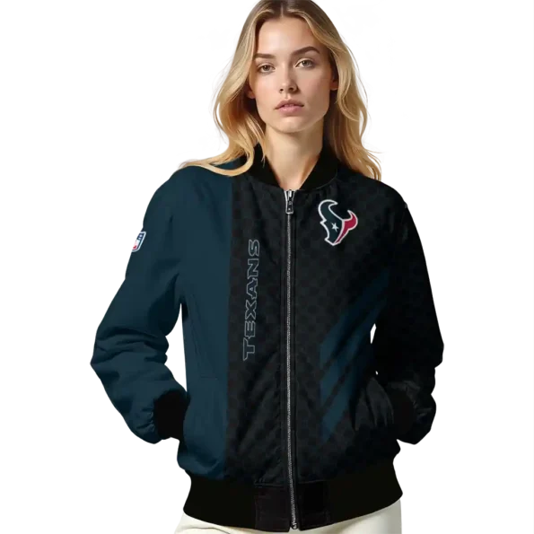 houston texans triple side stripes blue black bomber jacket latest model