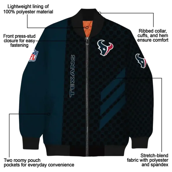 houston texans triple side stripes blue black bomber jacket new arrival