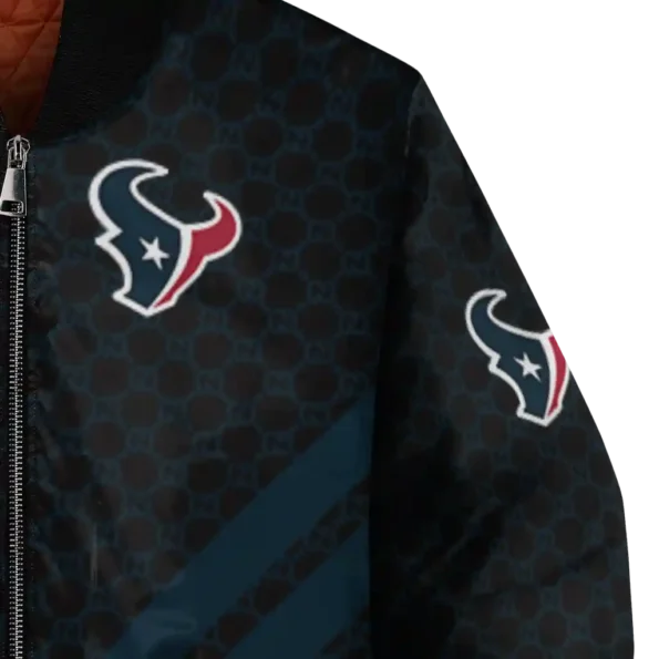 houston texans triple side stripes blue black bomber jacket premium grade