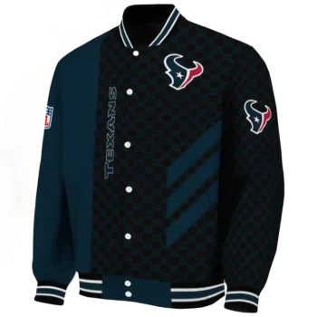 houston texans triple side stripes blue black varsity jacket best selling.webp