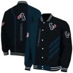 houston texans triple side stripes blue black varsity jacket best selling.webp