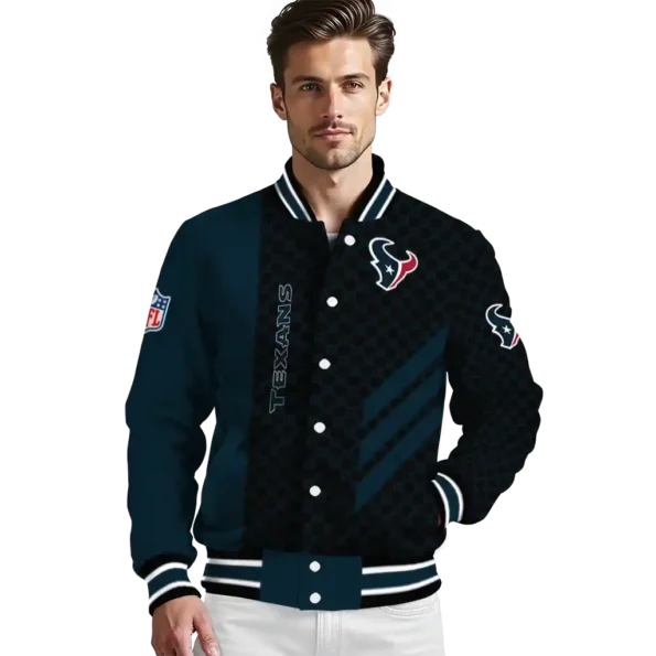 houston texans triple side stripes blue black varsity jacket high quality.webp