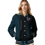 houston texans triple side stripes blue black varsity jacket best selling.webp