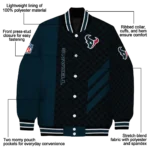houston texans triple side stripes blue black varsity jacket best selling.webp