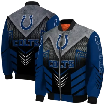 indianapolis colts arrow layer blue black bomber jacket fashion forward