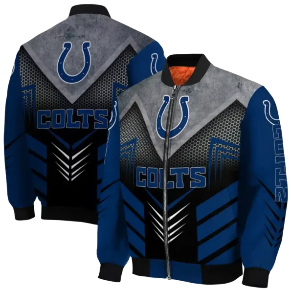 indianapolis colts arrow layer blue black bomber jacket fashion forward