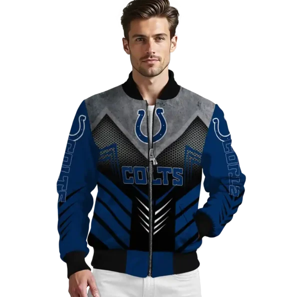indianapolis colts arrow layer blue black bomber jacket high quality