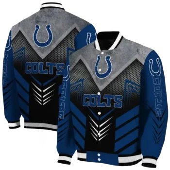 indianapolis colts arrow layer blue black varsity jacket fashion forward.webp