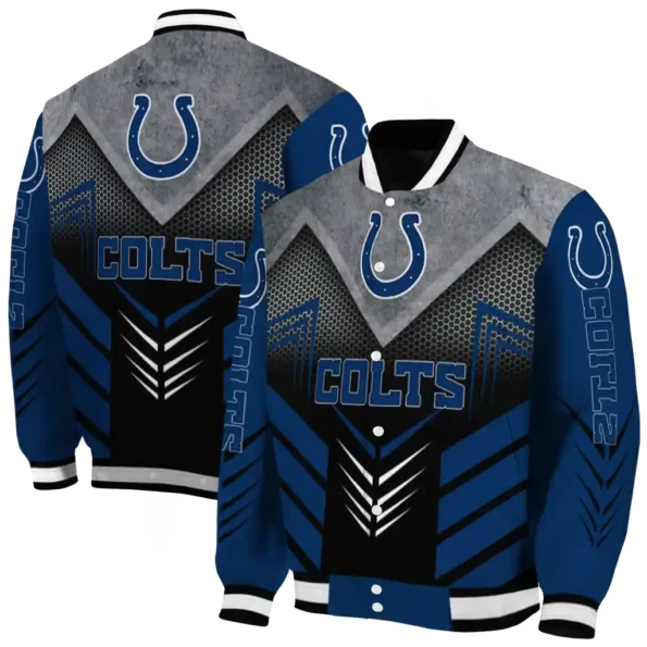 indianapolis colts arrow layer blue black varsity jacket fashion forward.webp