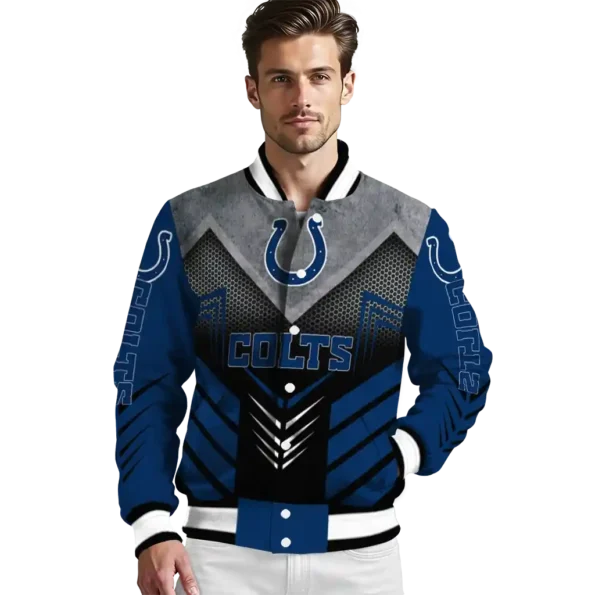 indianapolis colts arrow layer blue black varsity jacket high quality.webp
