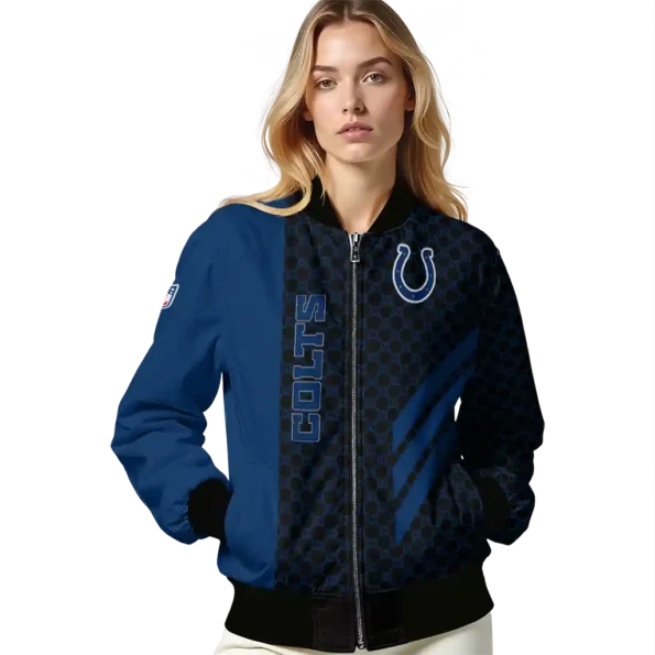 indianapolis colts triple side stripes blue black bomber jacket latest model