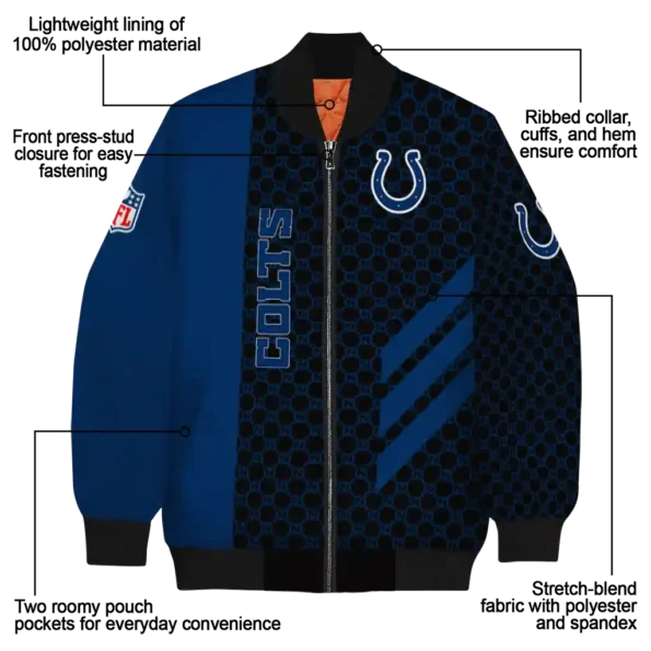 indianapolis colts triple side stripes blue black bomber jacket new arrival