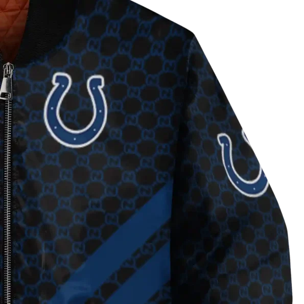 indianapolis colts triple side stripes blue black bomber jacket premium grade