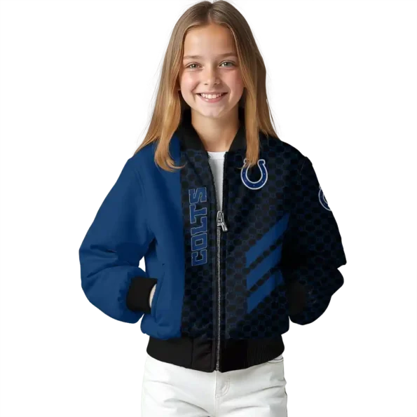 indianapolis colts triple side stripes blue black bomber jacket top rated