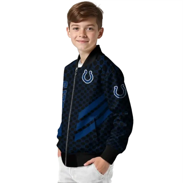 indianapolis colts triple side stripes blue black bomber jacket trendy