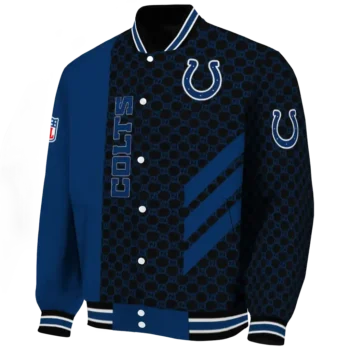 indianapolis colts triple side stripes blue black varsity jacket best selling.webp
