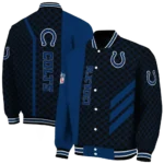 indianapolis colts triple side stripes blue black varsity jacket best selling.webp