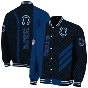 indianapolis colts triple side stripes blue black varsity jacket fashion forward.webp