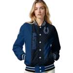 indianapolis colts triple side stripes blue black varsity jacket best selling.webp