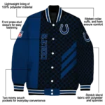indianapolis colts triple side stripes blue black varsity jacket best selling.webp