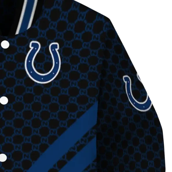 indianapolis colts triple side stripes blue black varsity jacket premium grade.webp