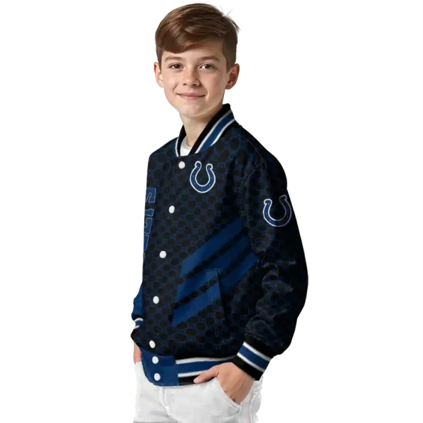 indianapolis colts triple side stripes blue black varsity jacket trendy.webp