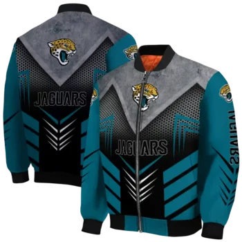 jacksonville jaguars arrow layer teal black bomber jacket fashion forward