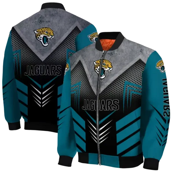 jacksonville jaguars arrow layer teal black bomber jacket fashion forward