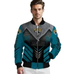 jacksonville jaguars arrow layer teal black bomber jacket best selling