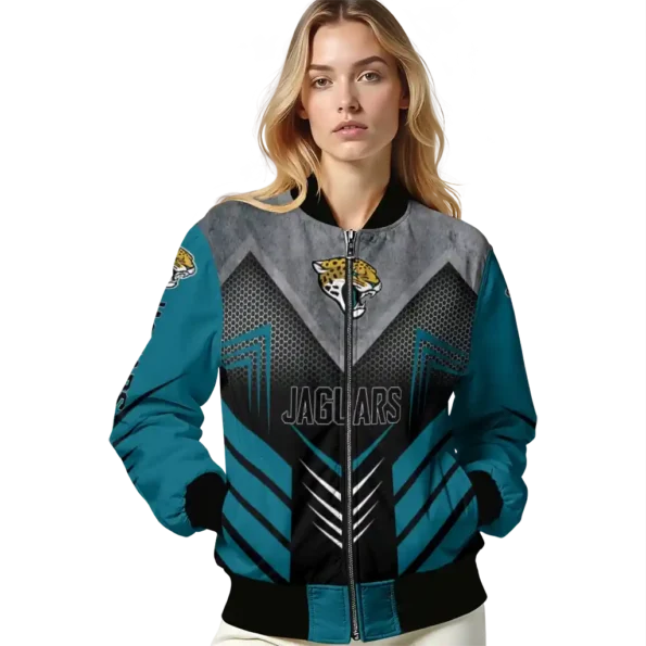 jacksonville jaguars arrow layer teal black bomber jacket latest model