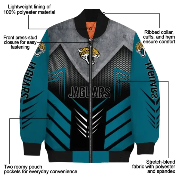 jacksonville jaguars arrow layer teal black bomber jacket new arrival