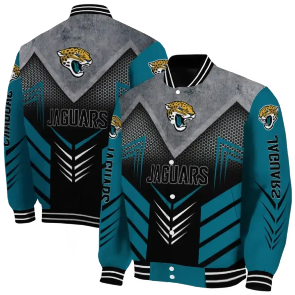 jacksonville jaguars arrow layer teal black varsity jacket fashion forward.webp