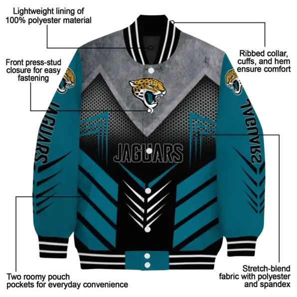 jacksonville jaguars arrow layer teal black varsity jacket new arrival.webp