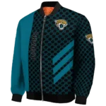 jacksonville jaguars triple side stripes teal black bomber jacket best selling