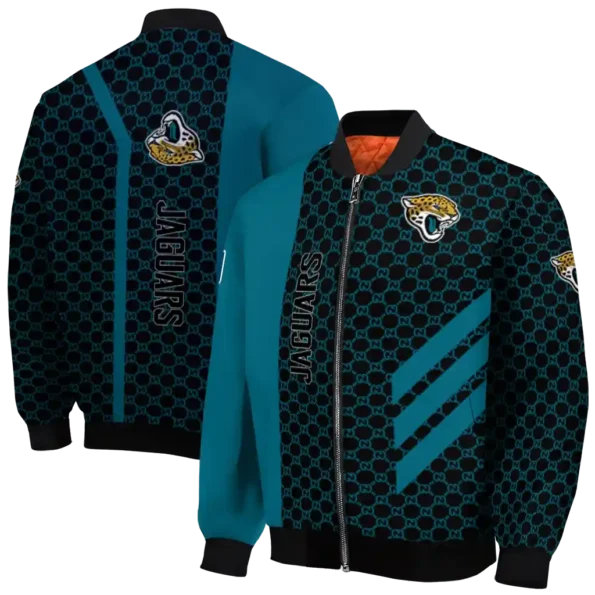 jacksonville jaguars triple side stripes teal black bomber jacket fashion forward