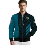 jacksonville jaguars triple side stripes teal black bomber jacket best selling