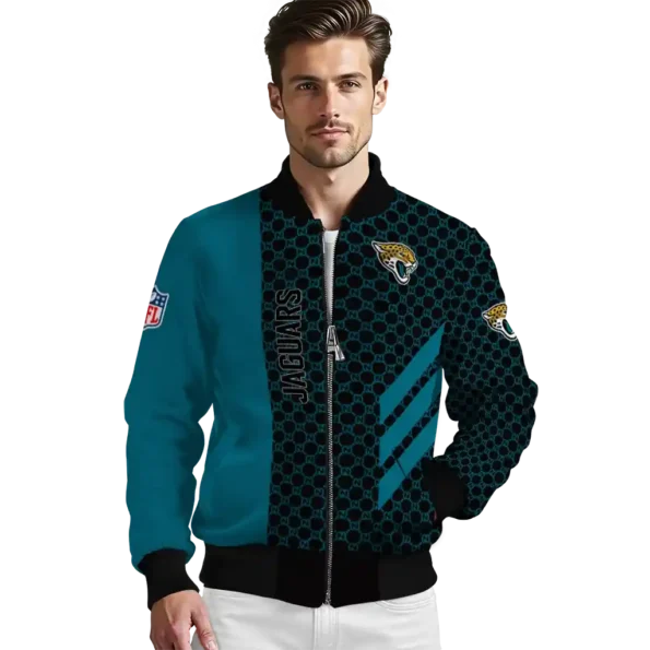 jacksonville jaguars triple side stripes teal black bomber jacket high quality
