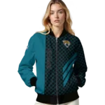 jacksonville jaguars triple side stripes teal black bomber jacket best selling